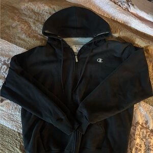 champion black zip-up hoodie